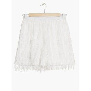 & Other Stories White High Waisted shorts w fringe elasticate waist band sz 8